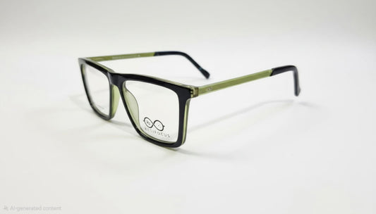 RetiFocus unisex rectangular optical eyeglass frames with bold plastic and mixed material, showcasing stylish eyewear design.