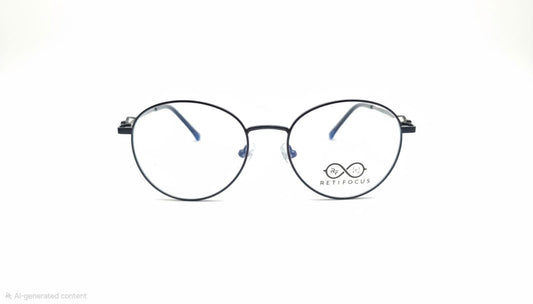 RetiFocus round metal optical frame with twisted wire temples in three colors, designed for women.