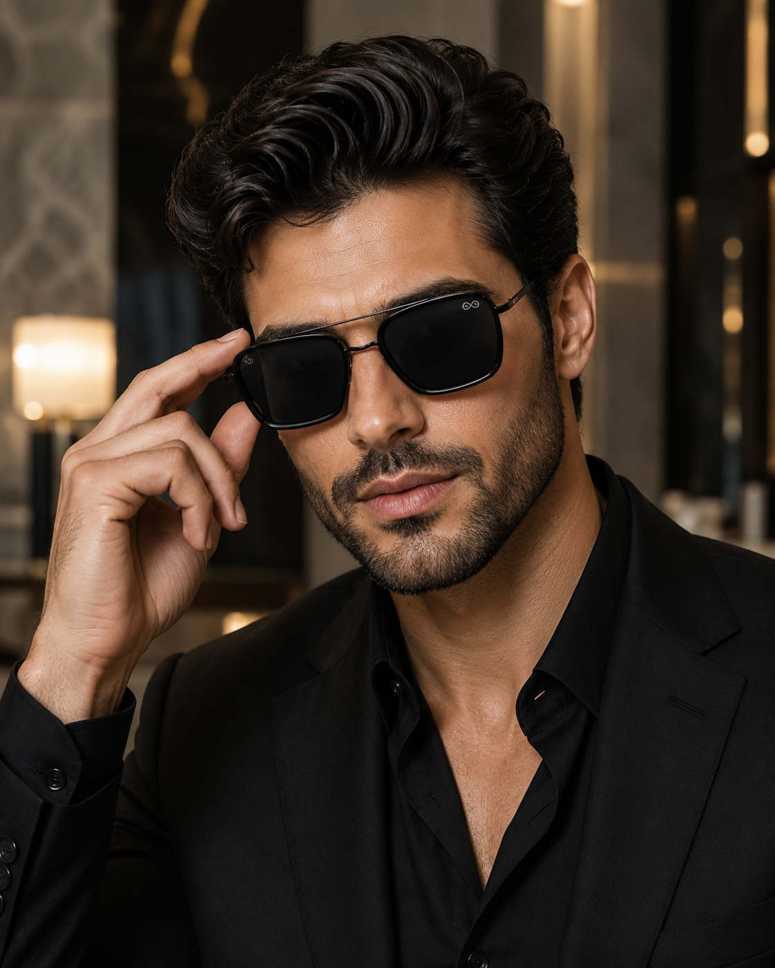 RETIFOCUS Rectangle Navigator Metal Sunglasses for Men & Women – Gunmetal Frame with Purple Gradient Lenses