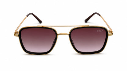 RETIFOCUS Rectangle Navigator Metal Sunglasses for Men & Women – Gunmetal Frame with Purple Gradient Lenses