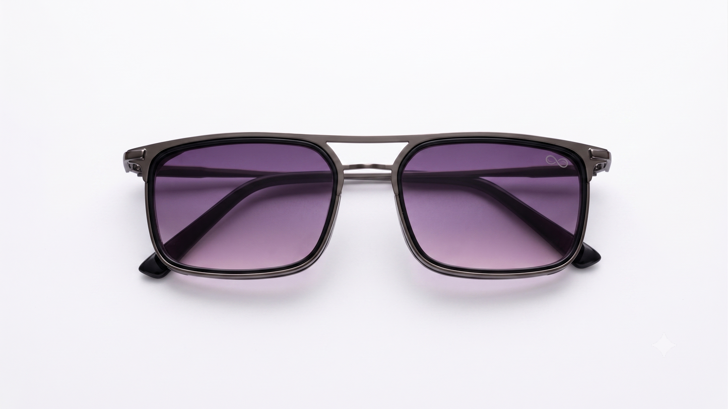 Retifocus Rectangle Metal Sunglasses for Men