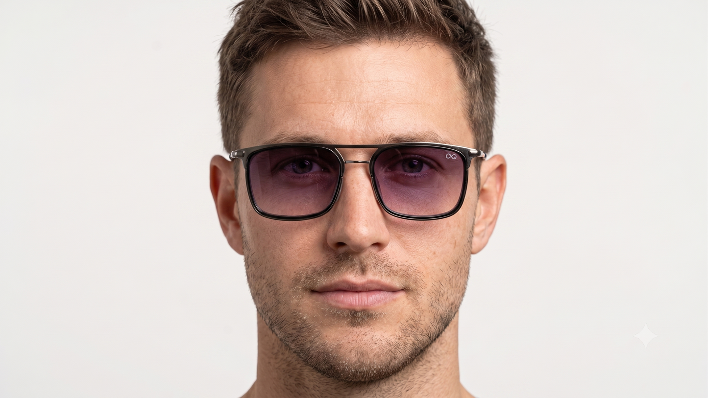 Retifocus Rectangle Metal Sunglasses for Men