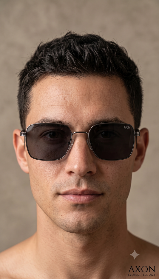 RETIFOCUS Geometric Rectangle Metal Sunglasses for Men & Women – Black Lenses