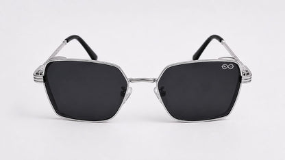 RETIFOCUS Geometric Rectangle Metal Sunglasses for Men & Women – Black Lenses