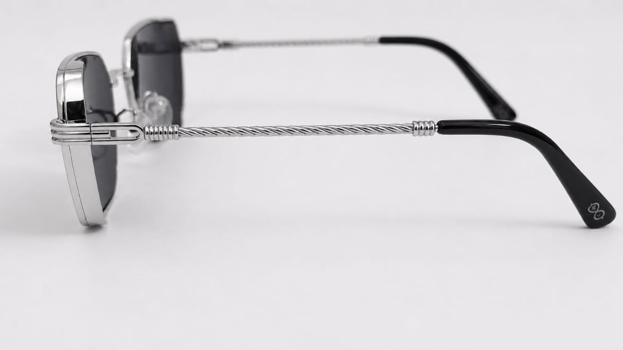 RETIFOCUS Geometric Rectangle Metal Sunglasses for Men & Women – Black Lenses