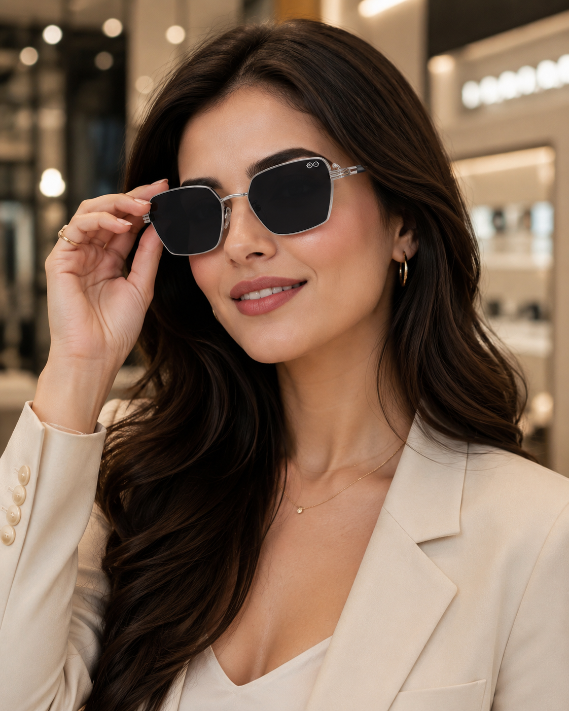RETIFOCUS Geometric Rectangle Metal Sunglasses for Men & Women – Black Lenses