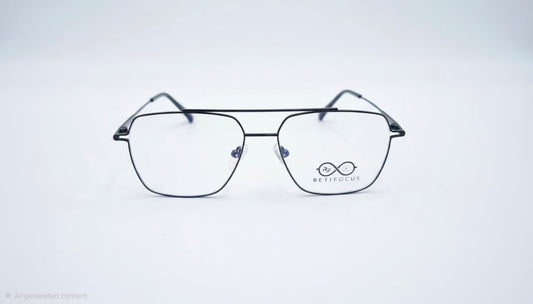RETIFOCUS Geometric Metal Optical Frame with Double Bridge