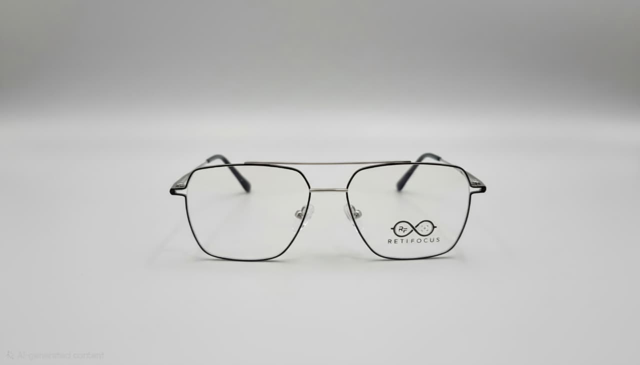 RETIFOCUS Geometric Metal Optical Frame with Double Bridge