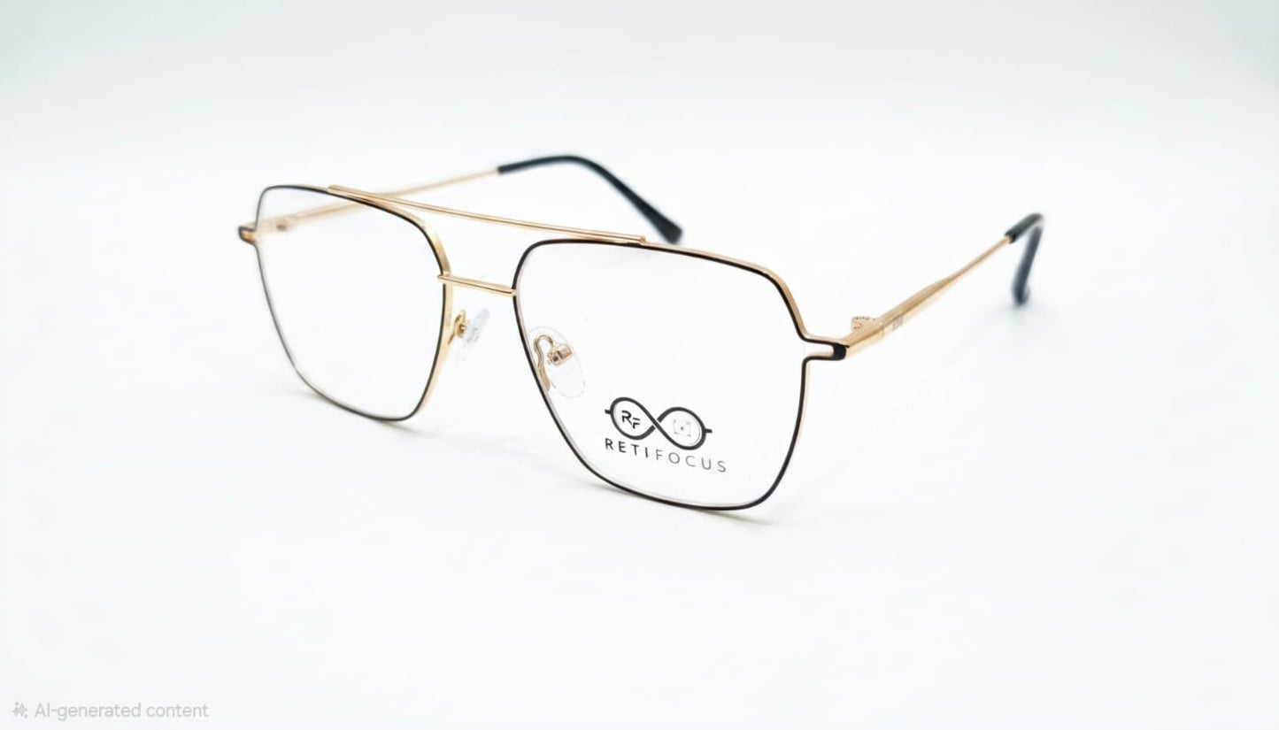 RETIFOCUS Geometric Metal Optical Frame with Double Bridge
