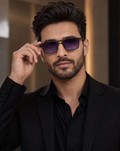 Retifocus Rectangle Metal Sunglasses for Men