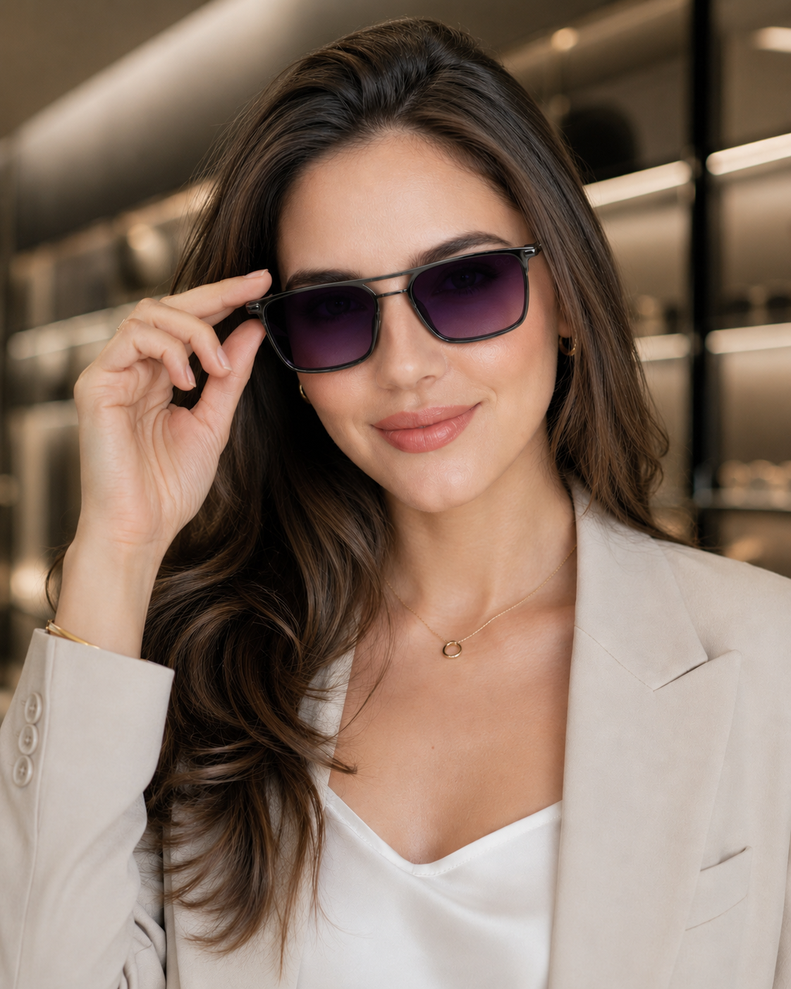Retifocus Rectangle Metal Sunglasses for Men