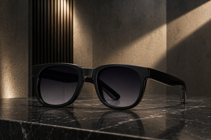 RETIFOCUS Square Black Sunglasses with Black Gradient Lenses