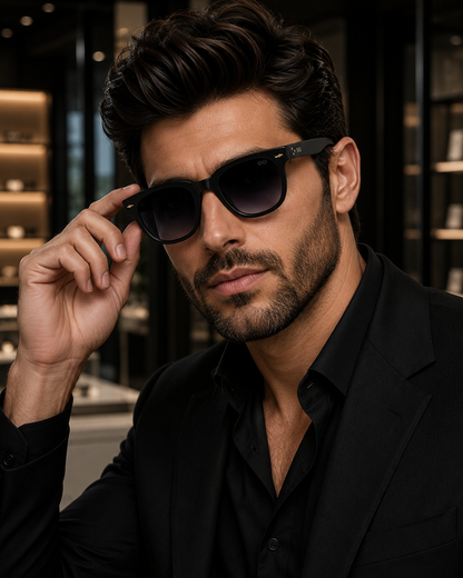 RETIFOCUS Square Black Sunglasses with Black Gradient Lenses