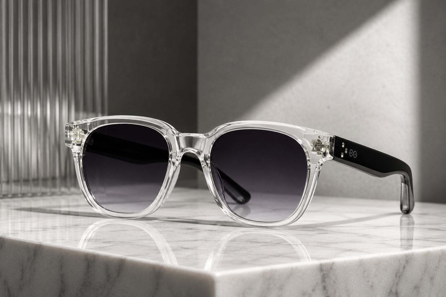RETIFOCUS Square Black Sunglasses with Black Gradient Lenses