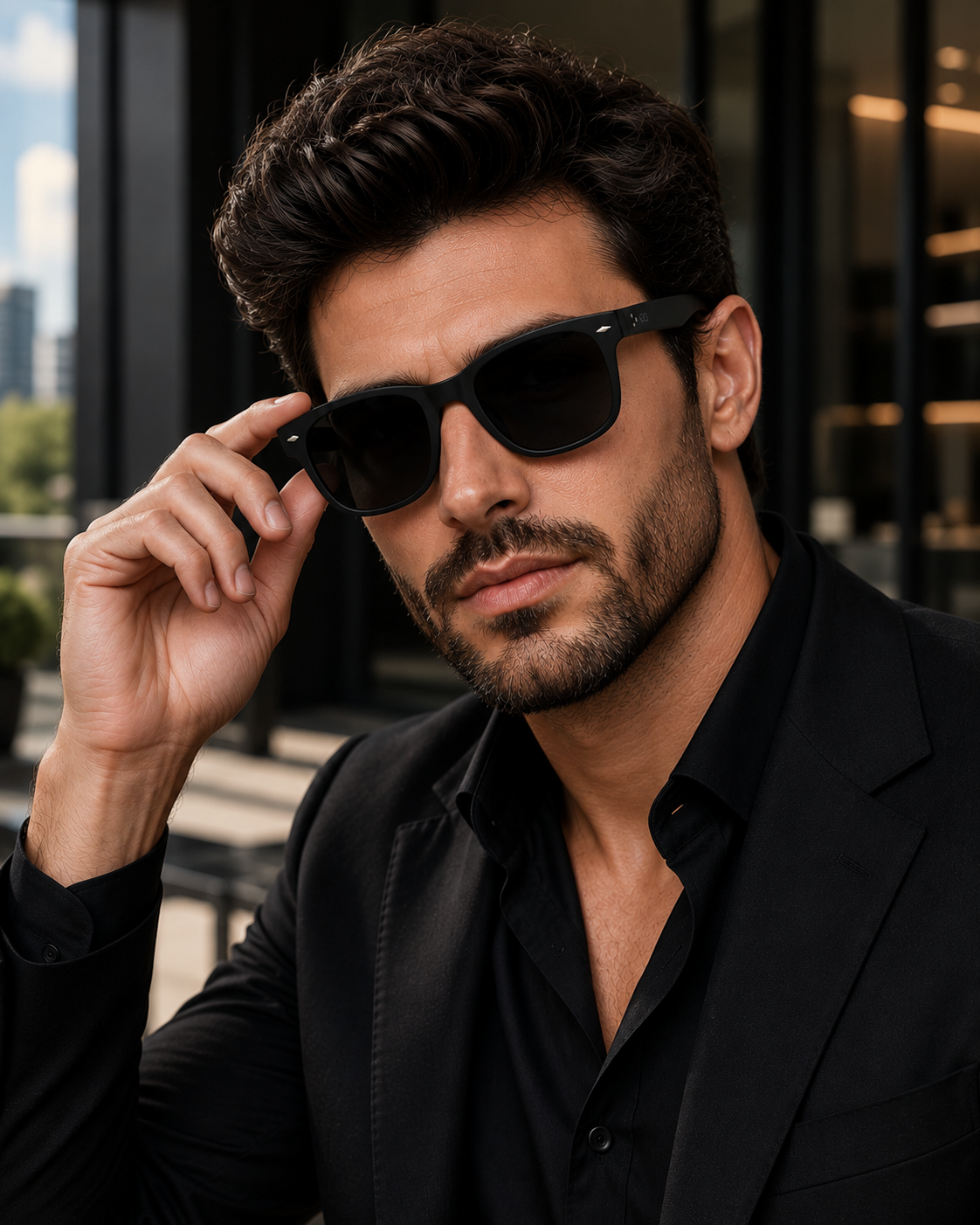 RETIFOCUS Square Black Sunglasses with Black Gradient Lenses