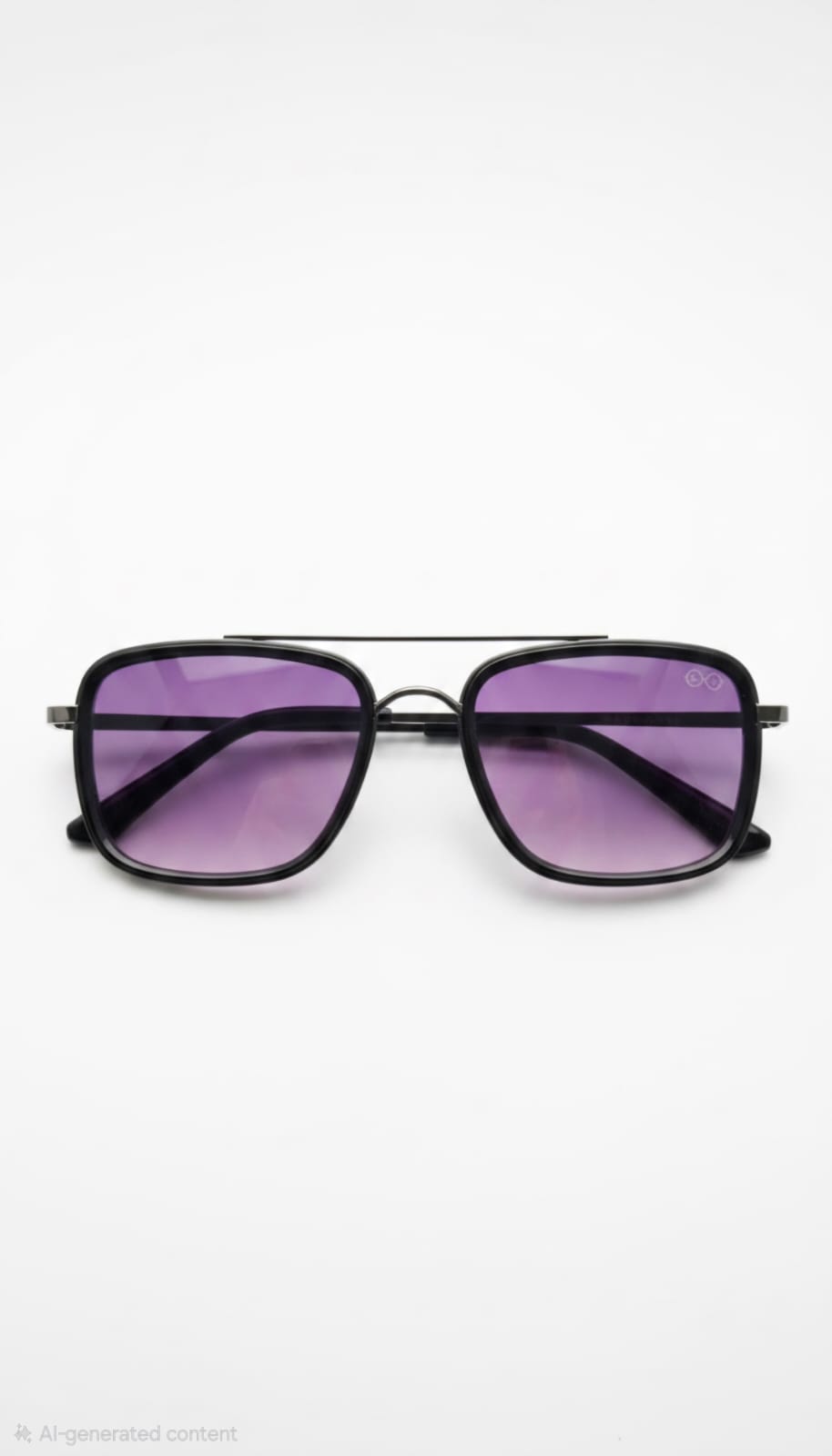 RETIFOCUS Rectangle Navigator Metal Sunglasses for Men & Women – Gunmetal Frame with Purple Gradient Lenses