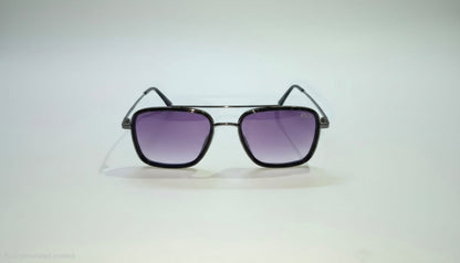 RETIFOCUS Rectangle Navigator Metal Sunglasses for Men & Women – Gunmetal Frame with Purple Gradient Lenses