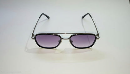 RETIFOCUS Rectangle Navigator Metal Sunglasses for Men & Women – Gunmetal Frame with Purple Gradient Lenses