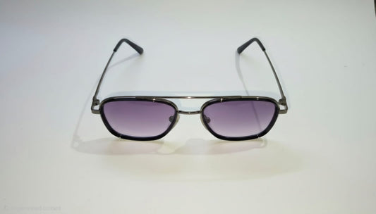 RETIFOCUS Rectangle Navigator Metal Sunglasses for Men & Women – Gunmetal Frame with Purple Gradient Lenses