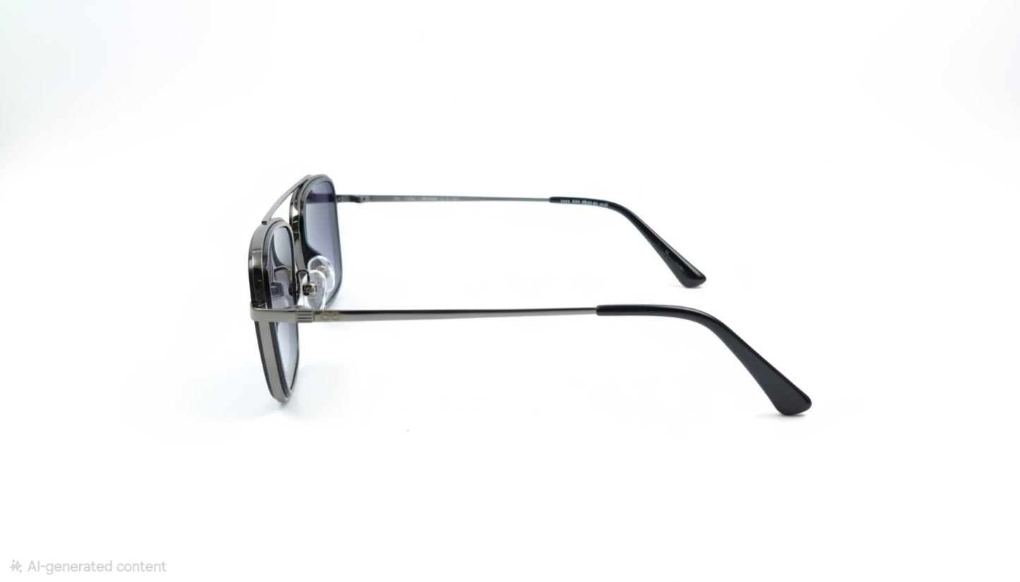 RETIFOCUS Rectangle Navigator Metal Sunglasses for Men & Women – Gunmetal Frame with Purple Gradient Lenses
