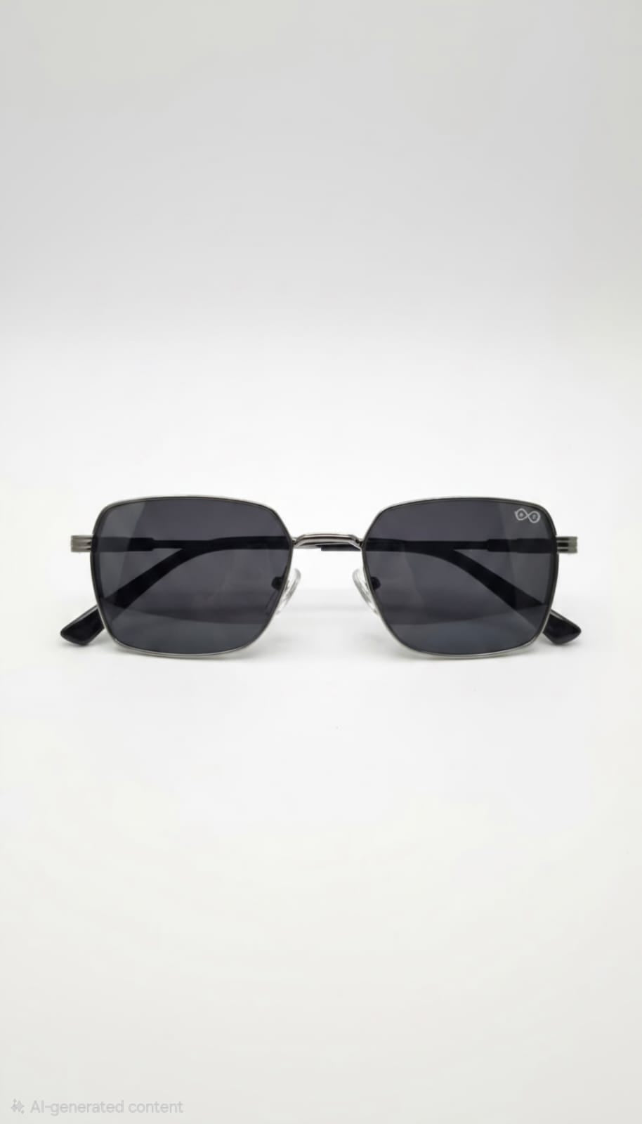 RETIFOCUS Geometric Rectangle Metal Sunglasses for Men & Women – Black Lenses