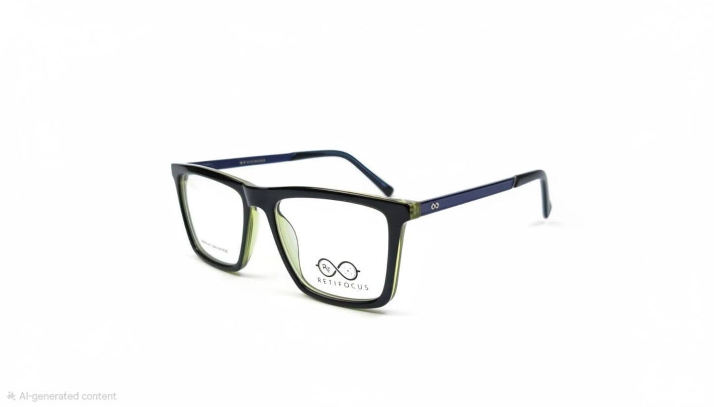 RETIFOCUS Rectangle Optical Eyeglass Frames Bold Plastic Mixed Material Unisex