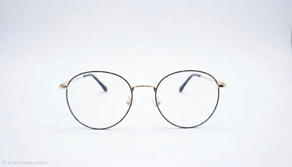 RETIFOCUS Round Metal Optical Eyeglass Frame Black Gold Dual Tone Unisex