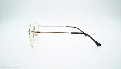 RETIFOCUS Round Metal Optical Eyeglass Frame Black Gold Dual Tone Unisex