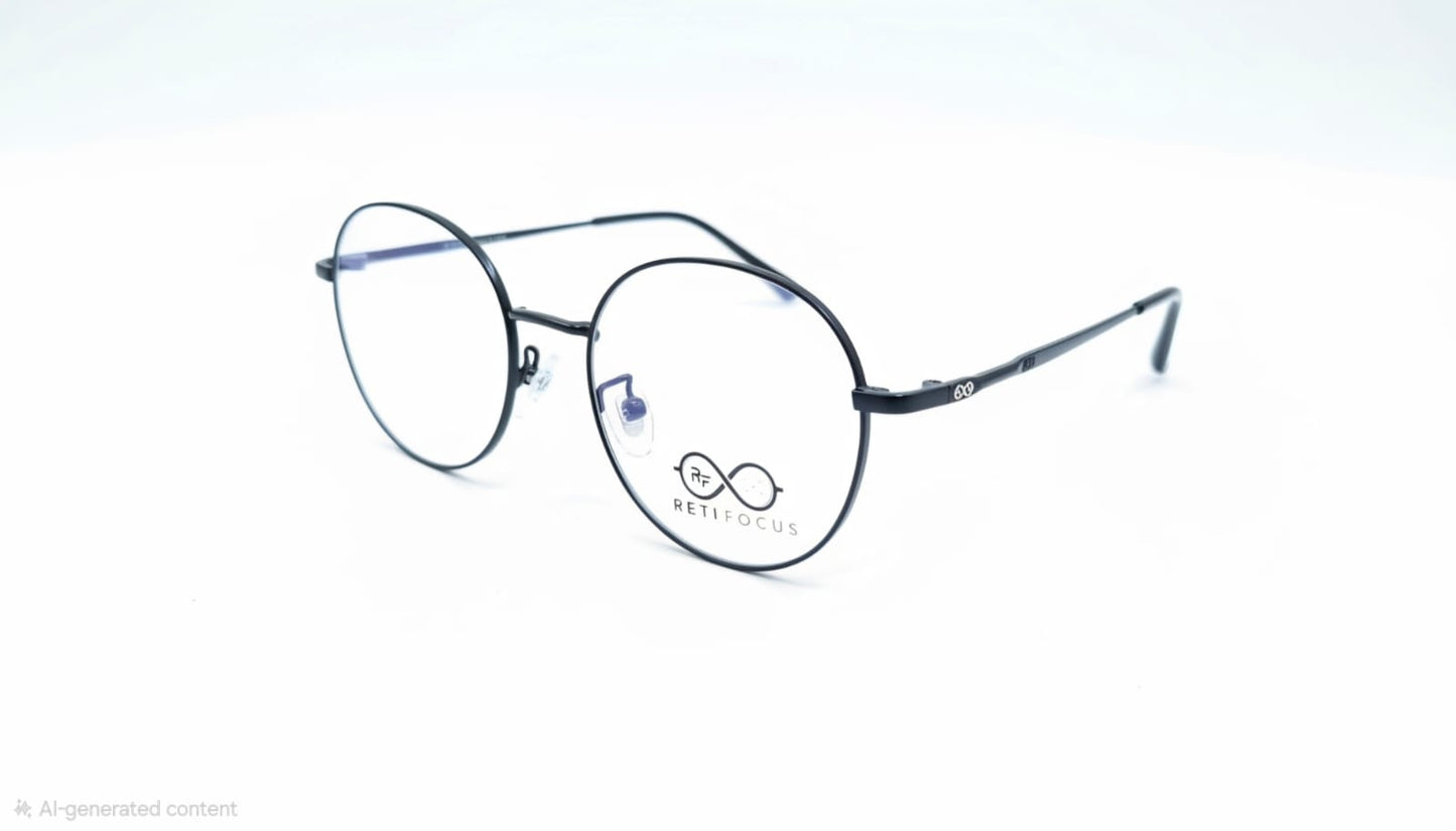 RETIFOCUS Round Metal Optical Eyeglass Frame Slim Wire Unisex Matte Black