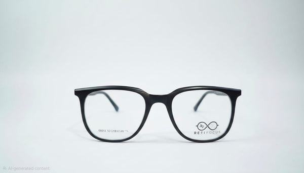 RetiFocus unisex square optical eyeglass frames with mixed material design, showcasing stylish and lightweight eyewear.